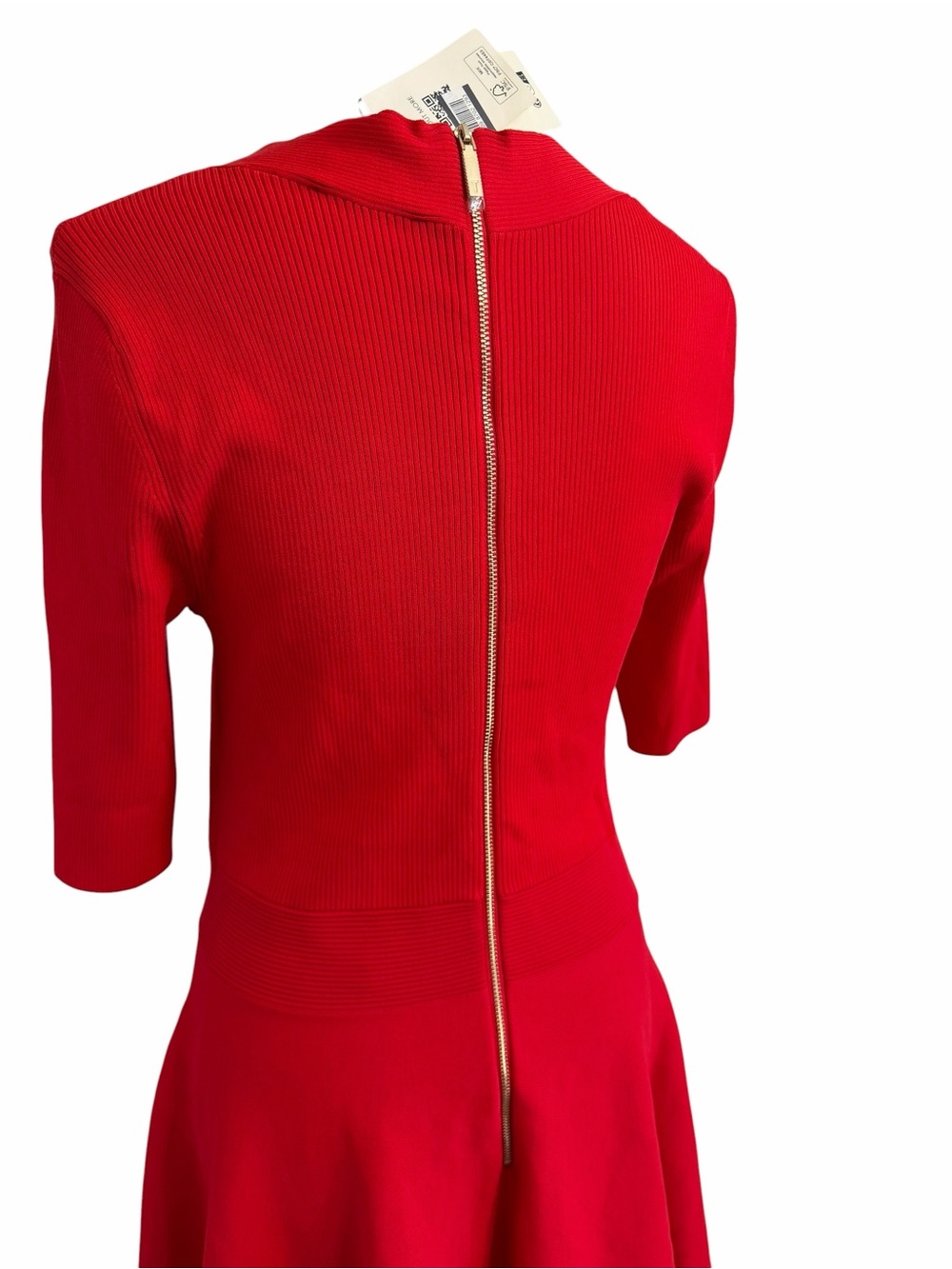 NWT Ted Baker Red Milli Sweetheart Neck Fit-and-Flare Sweater Dress - Picture 8 of 9